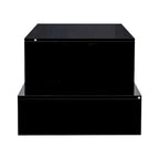 Modern Minimalist Stylish Coffee Table Double Layer Coffee Table with Open Storage, for Living Room, Black