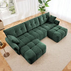 110.2 Chenille 3 Seater Upholstered Sofa, 2 Ottoman