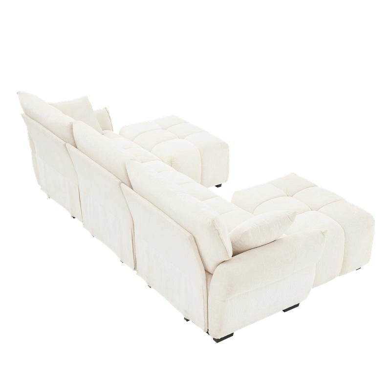 110.2 Chenille 3 Seater Upholstered Sofa, 2 Ottoman