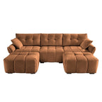 110.2 Chenille 3 Seater Upholstered Sofa, 2 Ottoman