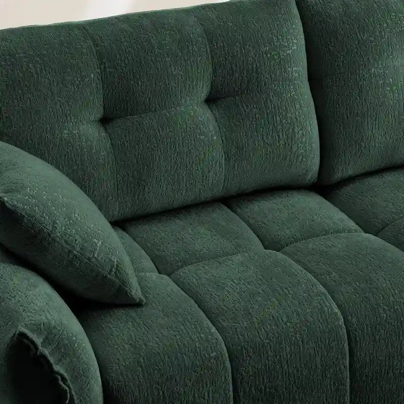 110.2 Chenille 3 Seater Upholstered Sofa, 2 Ottoman