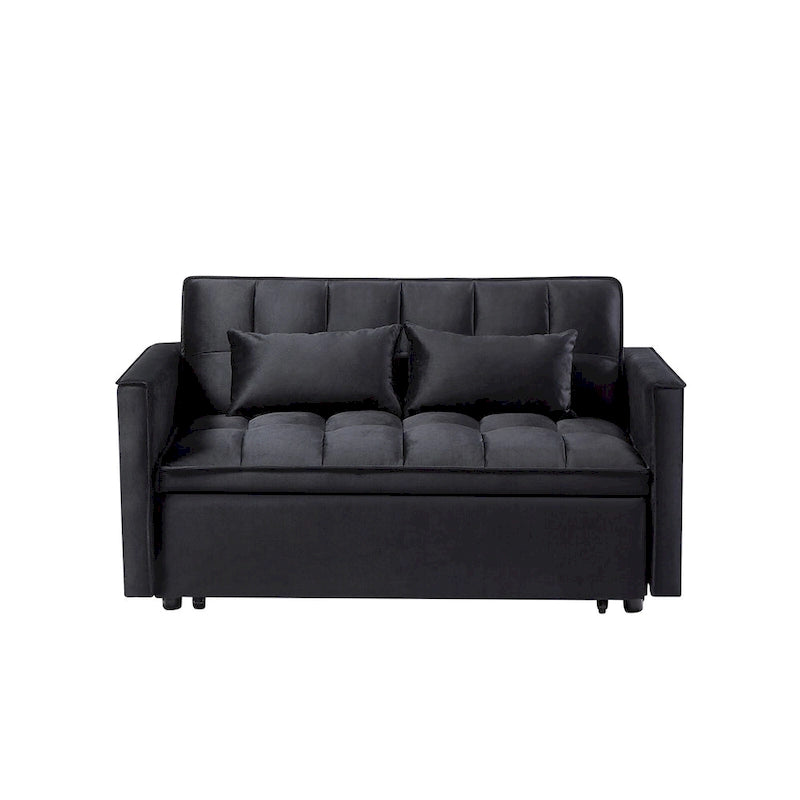 Modern Convertible Futon Sofa Bed,Adjustable Backrest,Armrest Holders