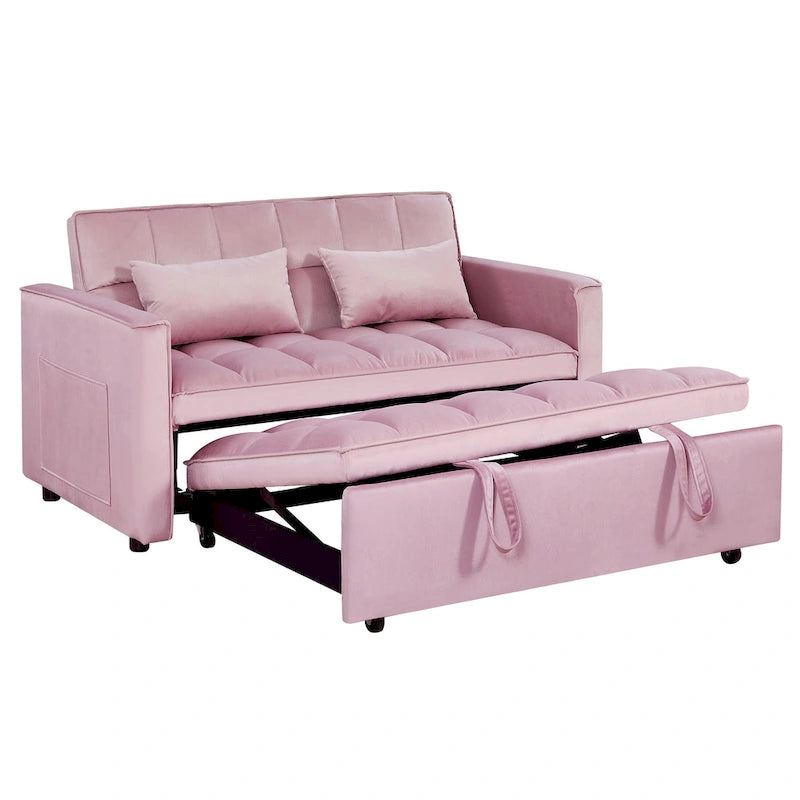 Modern Convertible Futon Sofa Bed,Adjustable Backrest,Armrest Holders