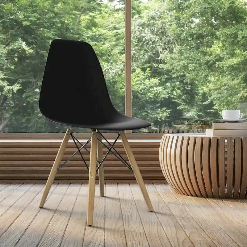 Gymax Set of 2 Modern Dining Side Chair Armless Home Office w/ Wood - See Details