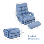 Gymax Blue Folding Lazy Sofa Floor Chair Sofa Lounger Bed with