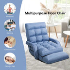Gymax Blue Folding Lazy Sofa Floor Chair Sofa Lounger Bed with