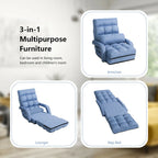 Gymax Blue Folding Lazy Sofa Floor Chair Sofa Lounger Bed with