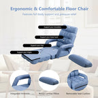 Gymax Blue Folding Lazy Sofa Floor Chair Sofa Lounger Bed with