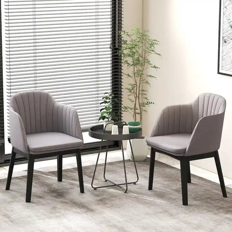 Gymax 2PCS Modern Dining Chairs Upholstered Velvet Accent Chairs w/