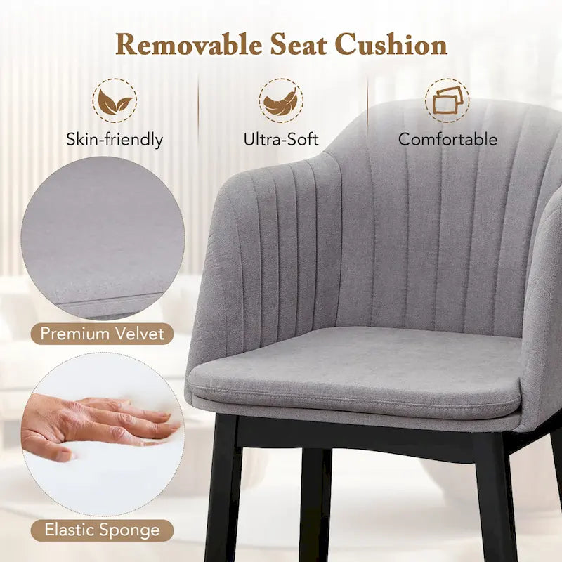 Gymax 2PCS Modern Dining Chairs Upholstered Velvet Accent Chairs w/