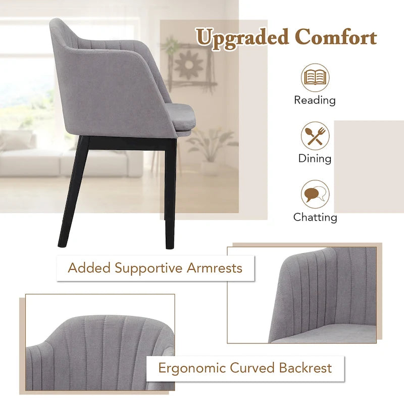 Gymax 2PCS Modern Dining Chairs Upholstered Velvet Accent Chairs w/