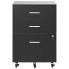 3-Drawer Locking Filing Cabinet with 5 Swivel Wheels and Adjustable File Hangers