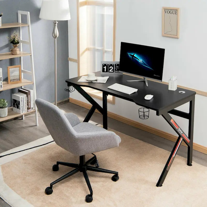 Gymax 48 K-shaped Gaming Desk Computer Table with Cup Holder &