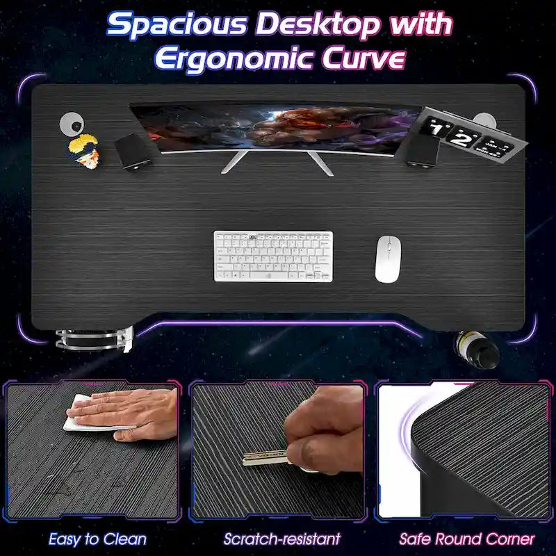 Gymax 48 K-shaped Gaming Desk Computer Table with Cup Holder &