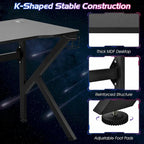 Gymax 48 K-shaped Gaming Desk Computer Table with Cup Holder &