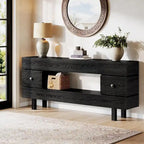 71 Inches Console Table with Storage Drawers, Farmhouse 2-Tier Entryway Table for Entrance with Display Shelf
