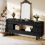 71 Inches Console Table with Storage Drawers, Farmhouse 2-Tier Entryway Table for Entrance with Display Shelf