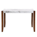 5 Piece Dining Table Set, 4 People Kitchen Dining Room Set with Faux Marble Style Table and 4 Upholstered Chairs