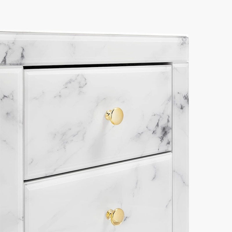 Modern marble NightstandTempered Glass Nightstand with 3 Drawers, Storage CabinetMinimalist Practical Sofa End Side Table