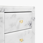 Modern marble NightstandTempered Glass Nightstand with 3 Drawers, Storage CabinetMinimalist Practical Sofa End Side Table