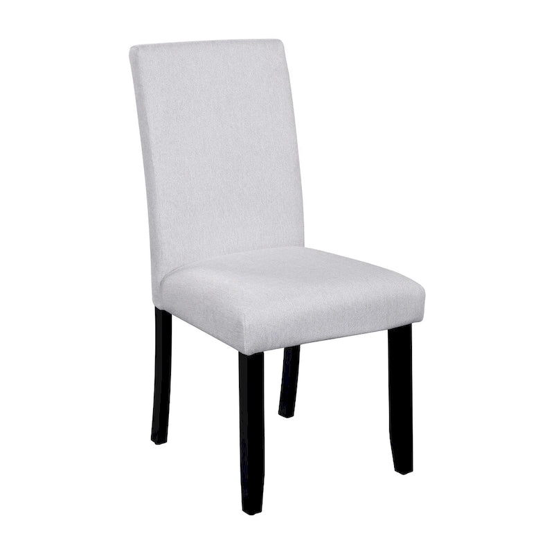 5 Pcs Wood Kitchen Table and Chair Set, 4 People Round Dining Table Set with Faux Marble Top and 4 Upholstered Chairs