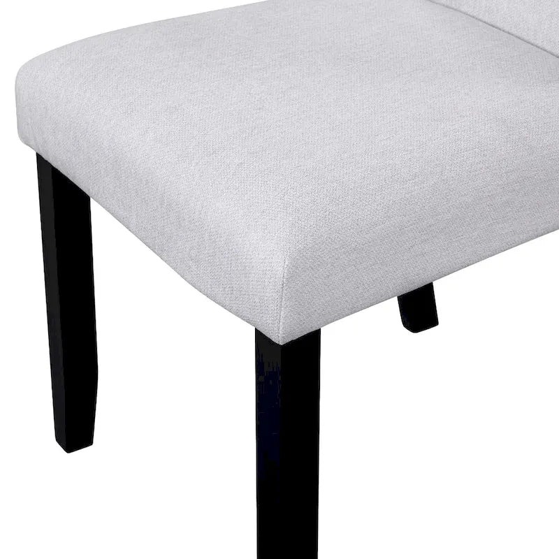5 Pcs Wood Kitchen Table and Chair Set, 4 People Round Dining Table Set with Faux Marble Top and 4 Upholstered Chairs