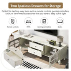 Modern Minimalist TV Stand with 2 Storage Cabinets, 2 Drawer and Cable Management for Living Room Bedroom