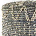 Blue Geometric Pouf Ottoman for Living Room or Bedroom