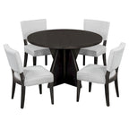 5-Piece Round Dining Table with 4 Upholstered Chairs