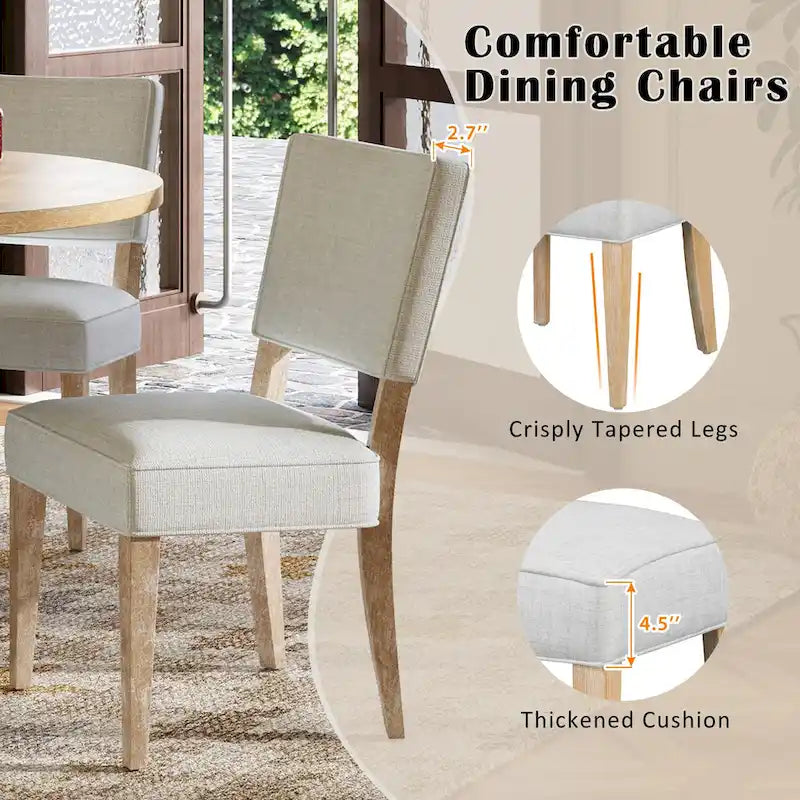 5-Piece Round Dining Table with 4 Upholstered Chairs