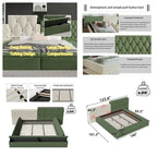 King Size Upholstered Bed with Storage Compartments and Footboard