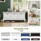 Classic Fluted Shoe Bench with Cushion & 3 Drawers