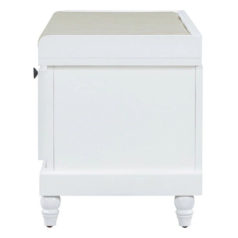 Classic Fluted Shoe Bench with Cushion & 3 Drawers