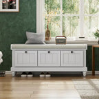 Classic Fluted Shoe Bench with Cushion & 3 Drawers