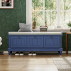 Classic Fluted Shoe Bench with Cushion & 3 Drawers