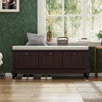 Classic Fluted Shoe Bench with Cushion & 3 Drawers