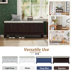 Classic Fluted Shoe Bench with Cushion & 3 Drawers
