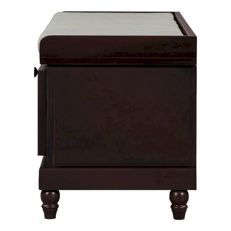 Classic Fluted Shoe Bench with Cushion & 3 Drawers