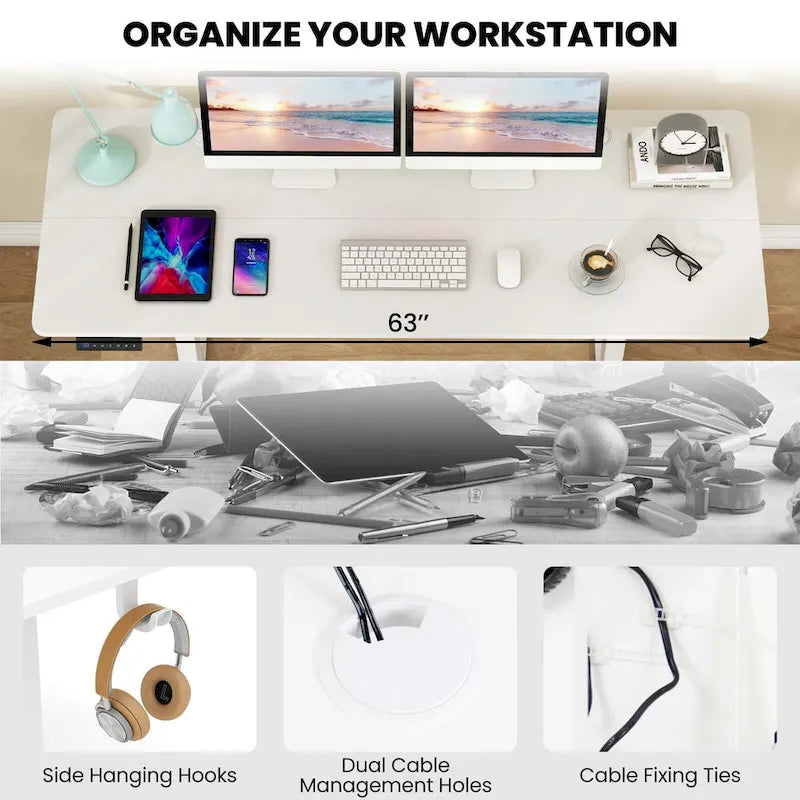 Costway 63 x 24 Inch Sit Stand Desk Height Adjustable Electric - See Details