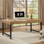 55 Inches Industrial Executive Desk, Rustic Simple Computer Laptop Desk with Strong Metal Legs