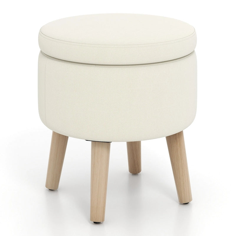 Costway Round Storage Ottoman Accent Storage Footstool with Tray for - See Details