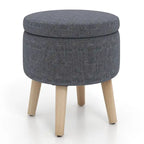 Costway Round Storage Ottoman Accent Storage Footstool with Tray for - See Details