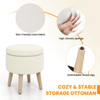Costway Round Storage Ottoman Accent Storage Footstool with Tray for - See Details