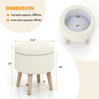 Costway Round Storage Ottoman Accent Storage Footstool with Tray for - See Details