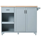 Kitchen Island with Foldable Counter Top, Kitchen Storage Cart with Slide-Out Shelf, Towel Rack and Drawer, Rolling Wheels