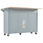 Kitchen Island with Foldable Counter Top, Kitchen Storage Cart with Slide-Out Shelf, Towel Rack and Drawer, Rolling Wheels
