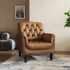 PU Leather Tufted Accent Chair with Nailhead Trim Armchair