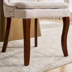 Modern Dining Chairs Set of 2,Chenille Upholstered Dining Chairs,Living Room Accent Leisure Chairs with Curved Solid Wood Legs