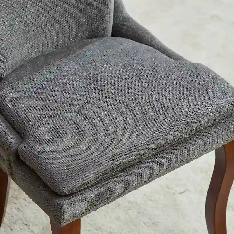 Modern Dining Chairs Set of 2,Chenille Upholstered Dining Chairs,Living Room Accent Leisure Chairs with Curved Solid Wood Legs