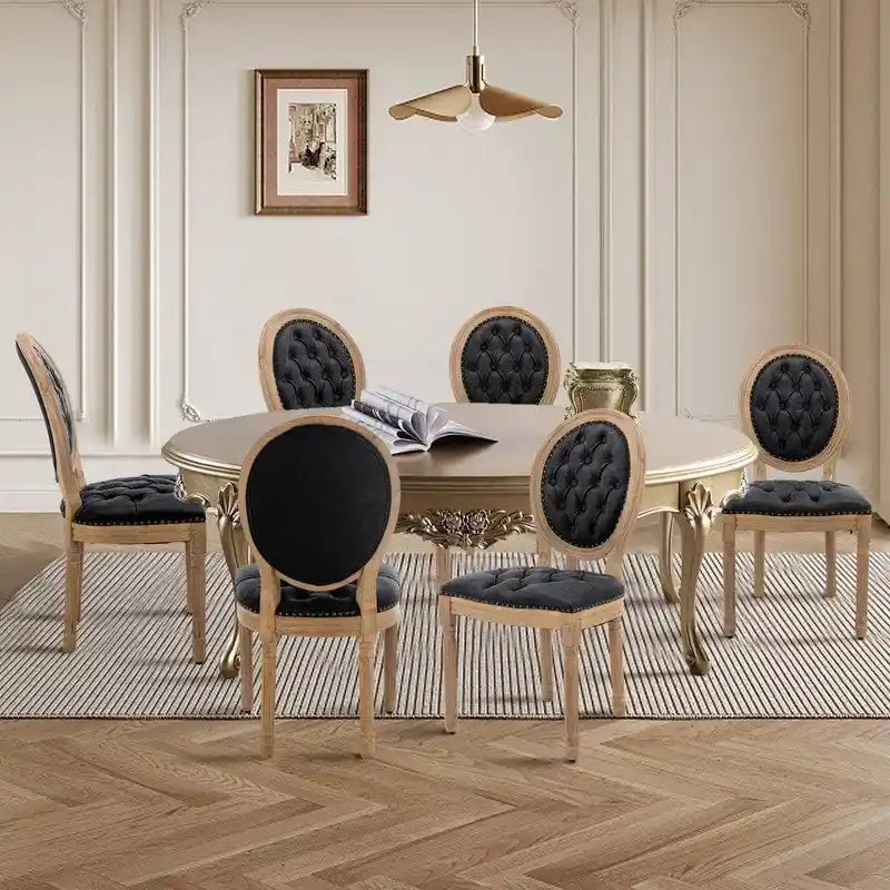 French Chair Dining Chair Solid Wood with Nailhead Trim Set of 2